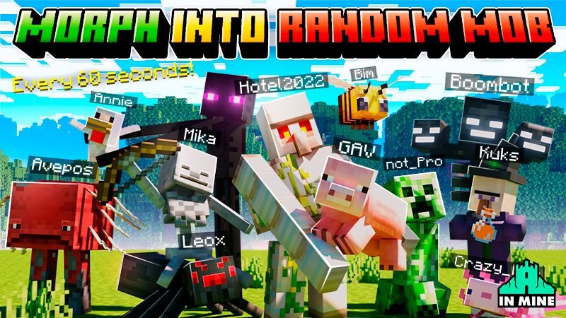Addon Biến hình thành Mob Ngẫu nhiên sau 60s dành cho Minecraft Bedrock/MCPE