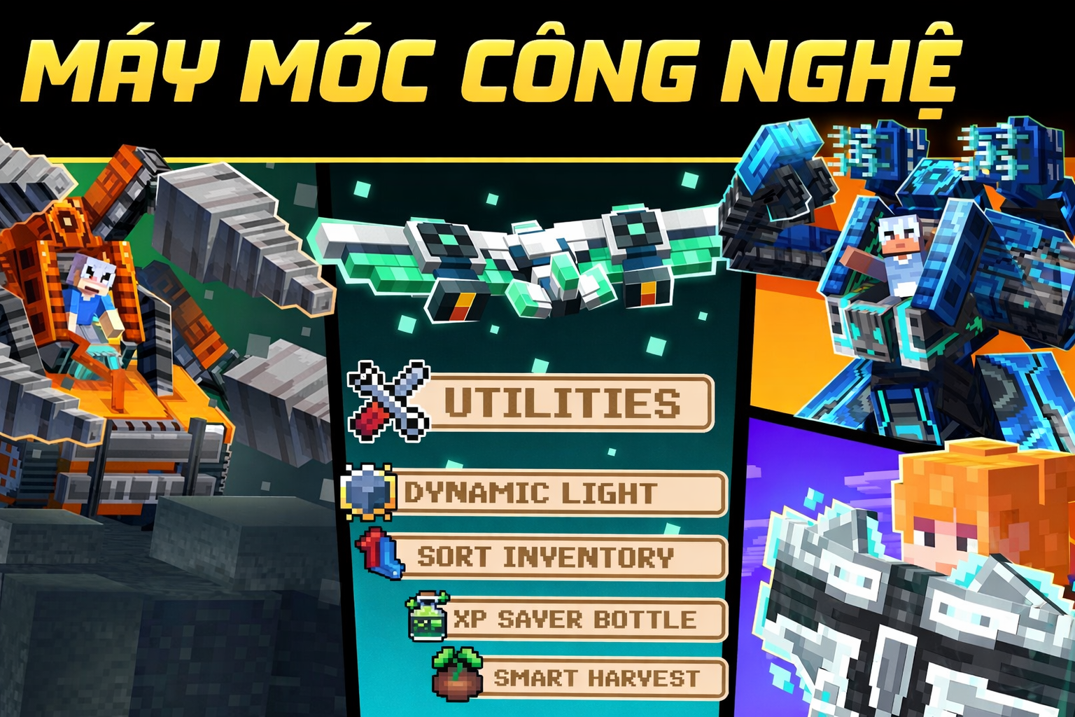 Addon Máy Móc Công Nghệ dành cho Minecraft Bedrock/MCPE